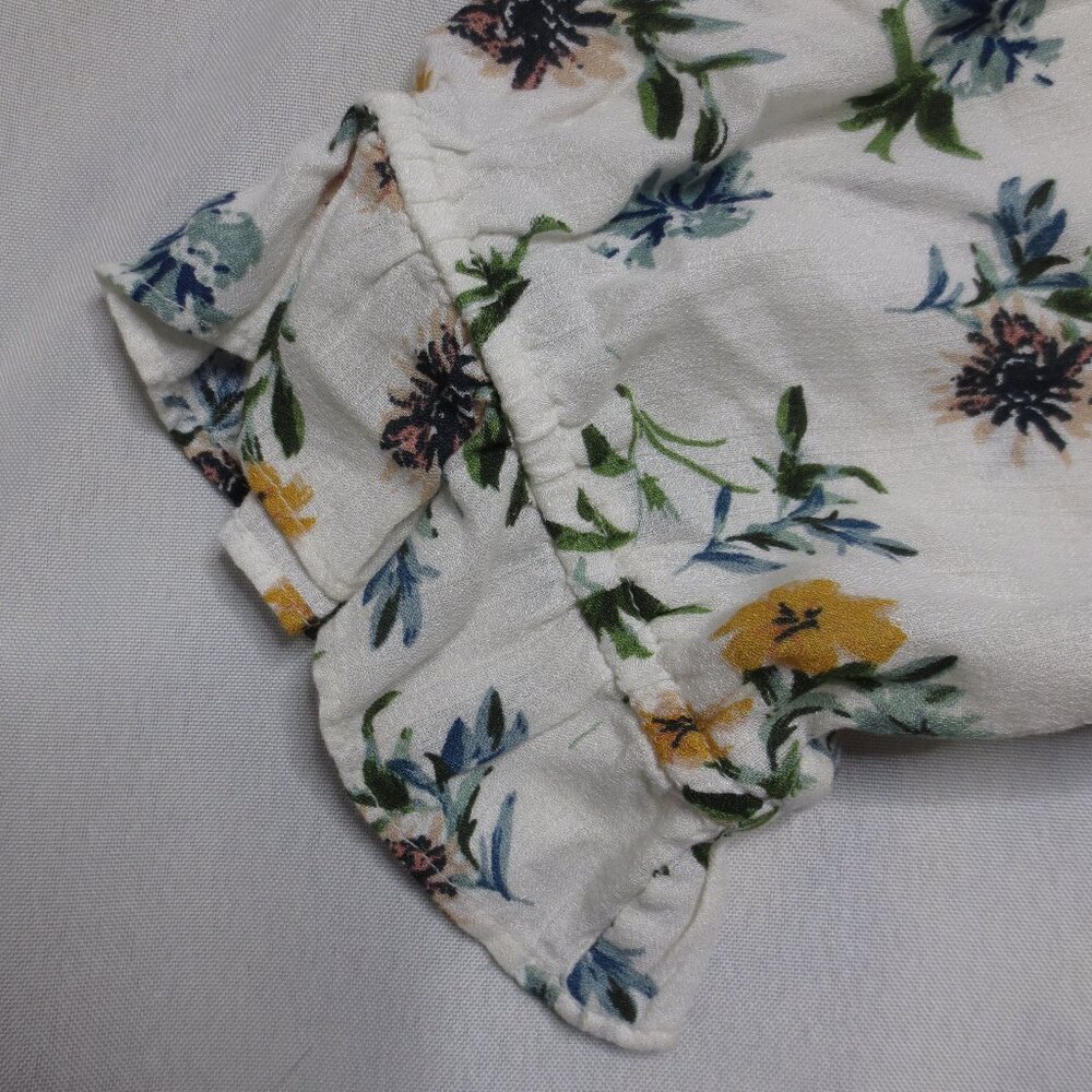 LUCKY BRAND womens SHIRT cream BOHO top BLOUSE floral LIGHTWEIGHT yellow SIZE M - Picture 4 of 10